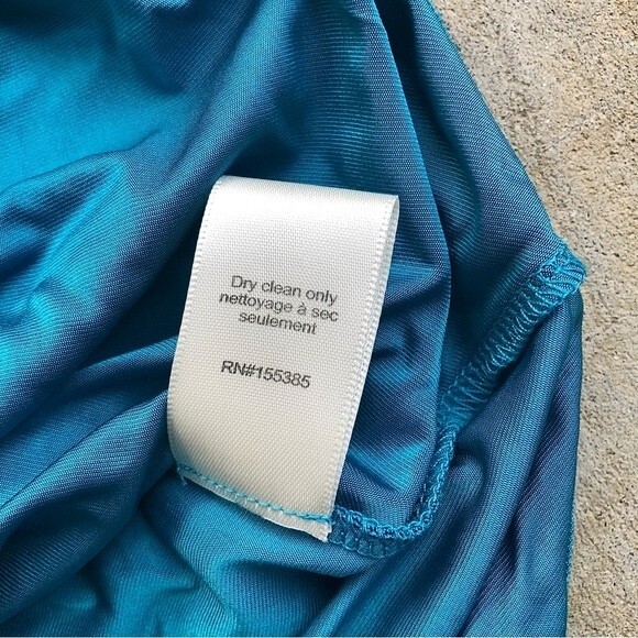 Ronny Kobo Mini Dress Ruched Asymmetrical Trista Turquoise Blue NWT M - Picture 7 of 8